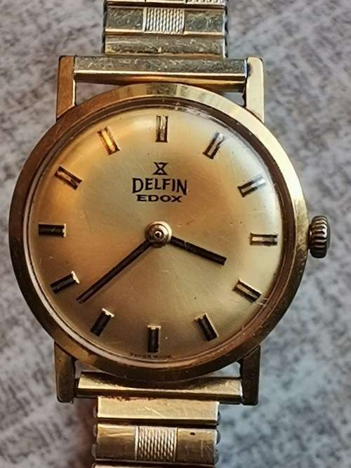 DELFIN EDOX GOLD PLATED LADIES WATCH IN EXCELLENT WORKING CONDITION