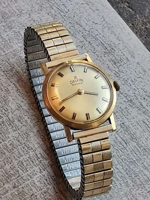 DELFIN EDOX GOLD PLATED LADIES WATCH IN EXCELLENT WORKING CONDITION