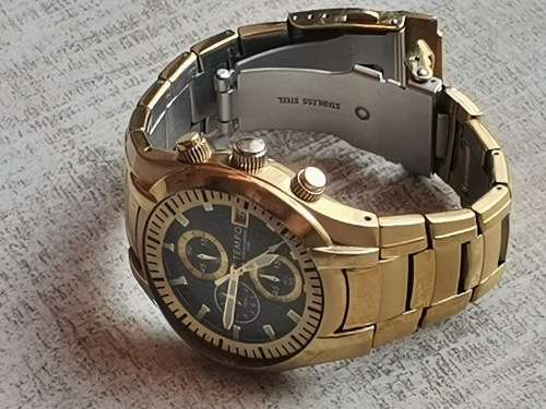 MENS GOLD PLATED TEMPO 100M CHRONOGRAPH WATCH IN EXCELLENT CONDITIONL