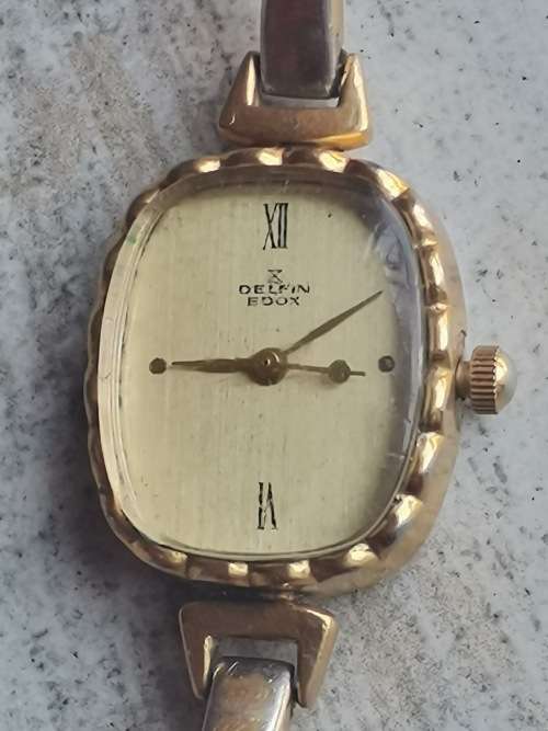 VINTAGE LADIES DELFIN EDOX GOLD PLATED QUARTZ WATCH IN EXCELLENT WORKING CONDITION