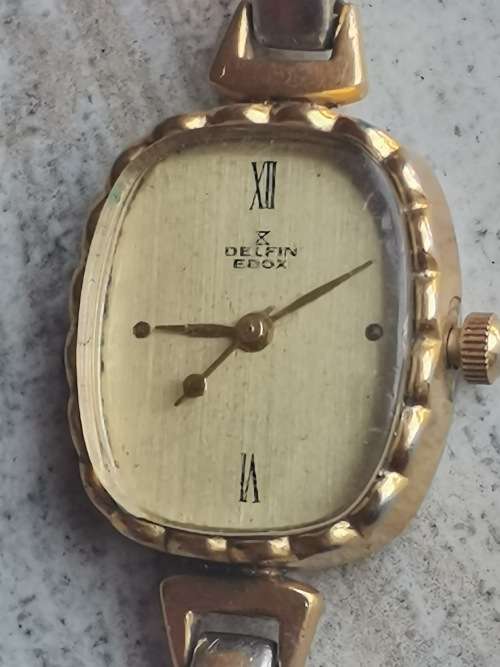 VINTAGE LADIES DELFIN EDOX GOLD PLATED QUARTZ WATCH IN EXCELLENT WORKING CONDITION