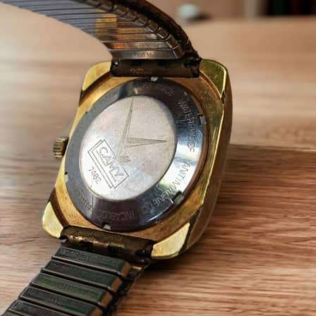 MENS VINTAGE CAMY AUTOMATIC GOLD PLATED WATCH IN WORKING CONDITION