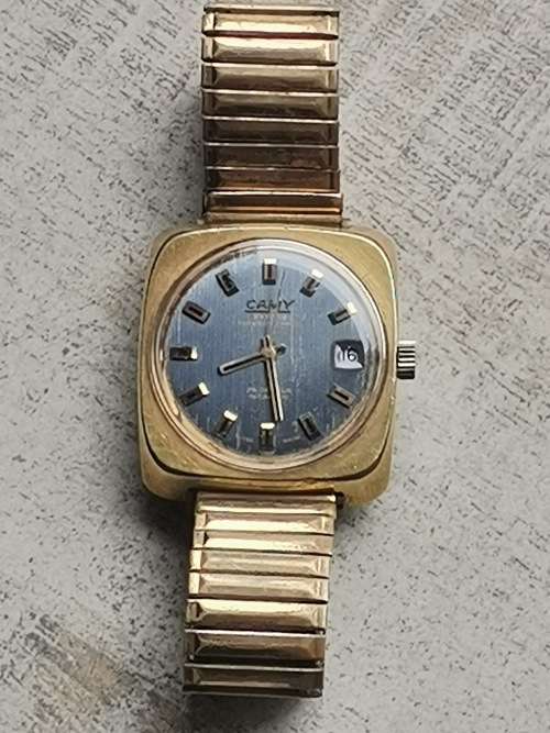 MENS VINTAGE CAMY AUTOMATIC GOLD PLATED WATCH IN WORKING CONDITION