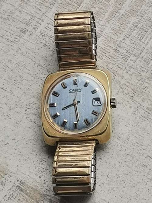 MENS VINTAGE CAMY AUTOMATIC GOLD PLATED WATCH IN WORKING CONDITION