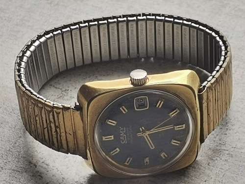 MENS VINTAGE CAMY AUTOMATIC GOLD PLATED WATCH IN WORKING CONDITION