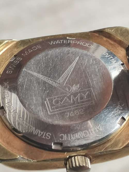 MENS VINTAGE CAMY AUTOMATIC GOLD PLATED WATCH IN WORKING CONDITION