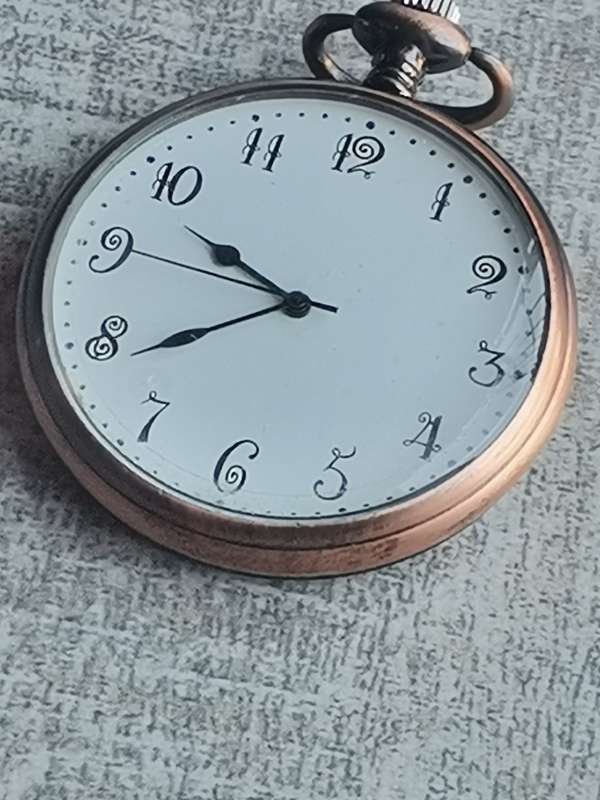 MENS POCKET WATCH IN DISPLAY BOX IN GOOD WORKING CONDITION