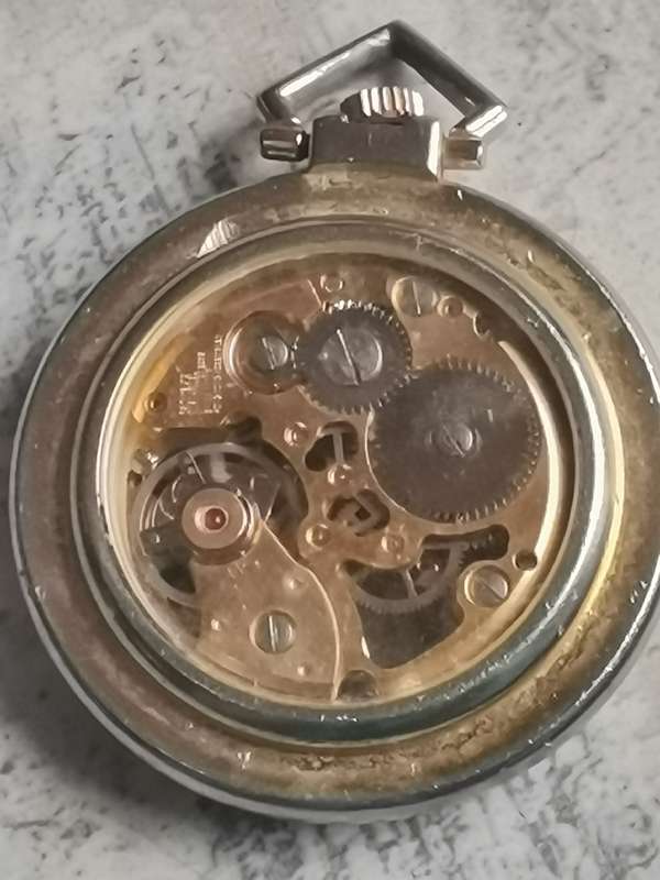 MENS SEE-THROUGH SKELETON TYPE POCKET WATCH IN EXCELLENT WORKING CONDITION