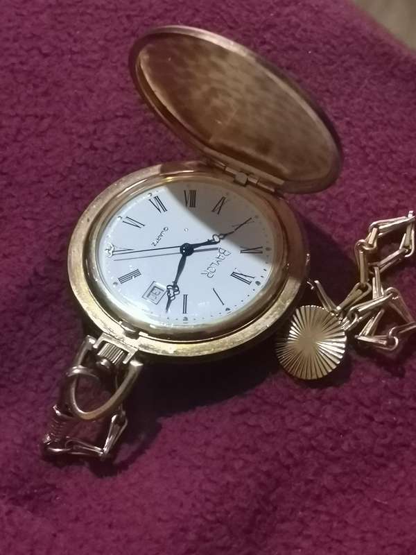 BAYLOR SWISS MENS GOLD PLATED POCKET WATCH IN EXCELLENT WORKING CONDITION