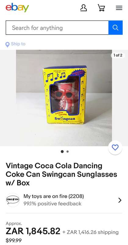 VINTAGE COCA COLA SWINGCAN WITH SUNGLASSES IN ORIGINAL BOX FROM THE 80`S (DANCING COKE CAN)