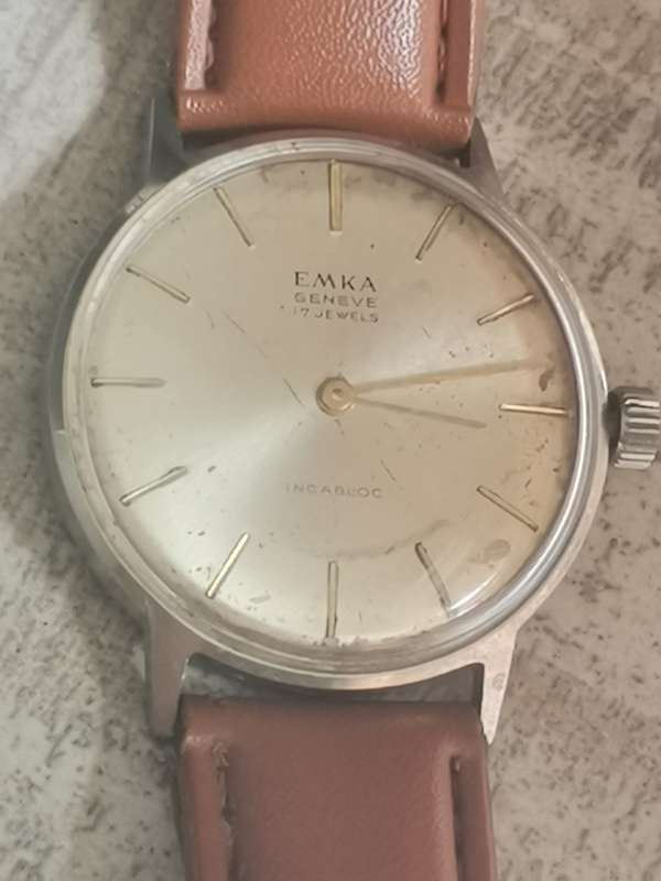 VINTAGE MENS EMKA GENEVE 17 JEWELS SWISS WATCH IN EXCELLENT WORKING CONDITION