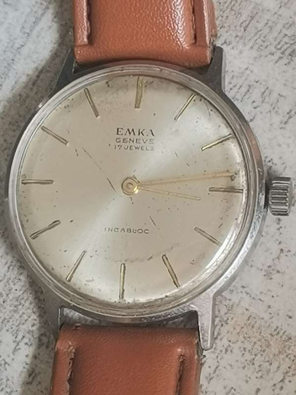 VINTAGE MENS EMKA GENEVE 17 JEWELS SWISS WATCH IN EXCELLENT WORKING CONDITION