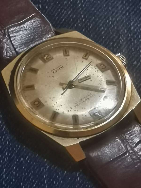 VINTAGE MENS TOSCA 17 JEWELS GOLD PLATED MECHANICAL WATCH IN EXCELLENT WORKING CONDITION