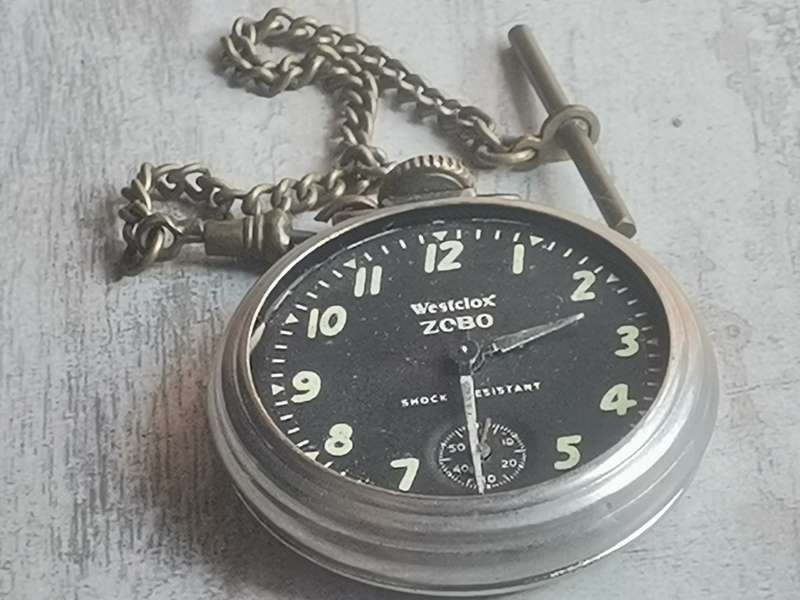 VINTAGE WESTCLOX ZOBO POCKET WATCH WITH SUB-SECONDS MADE IN CANADA IN EXCELLENT WORKING CONDITION