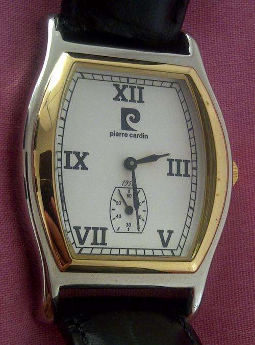 Pierre Cardin Gents Black Leather Strap/White Dial Watch