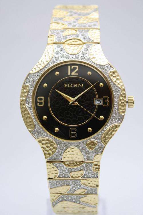 NEW ELGIN STEEL GOLD DATE MENS WATCH WITH ORIG BOX