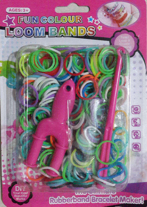 Rubber Bands plus 2-pronged Loom Tool
