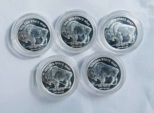 #weekend special# 1/10th Oz 999 Fine Silver Buffalo's in Capsules (5 available)