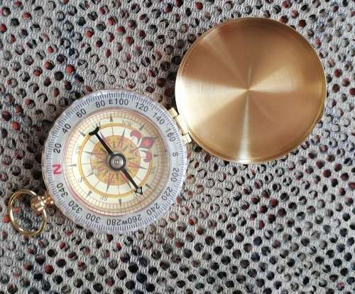 Pocket  watch style brass compass