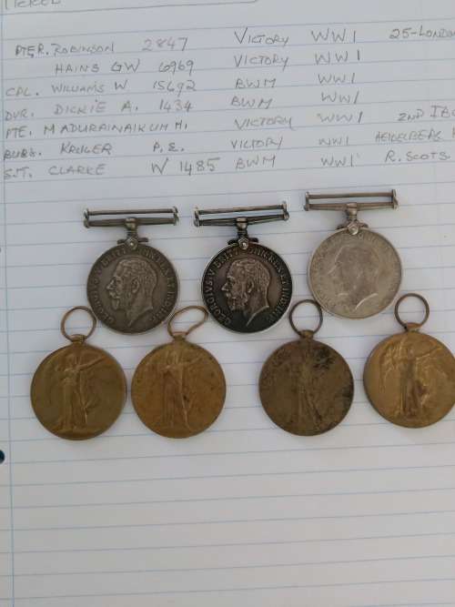 WW1 7 x Medals Unresearched