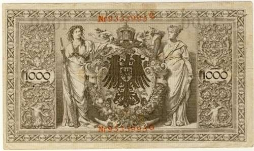 Germany - 1000 Mark, 1910, One ThousandMark, p44 b
