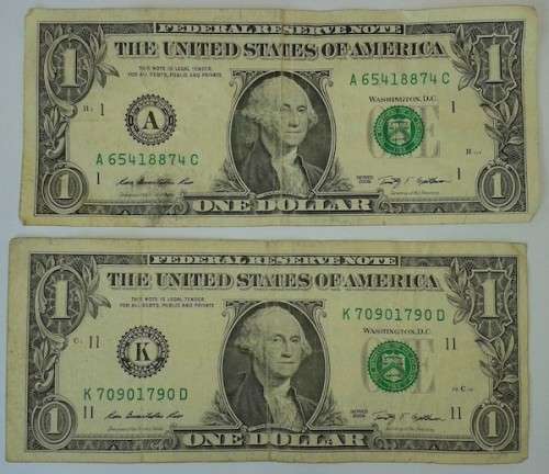 USA - 2 x 1 Dollars notes, 2009, America,