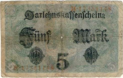 Germany - 5 Mark, 1917, Five Mark Note, p56 b