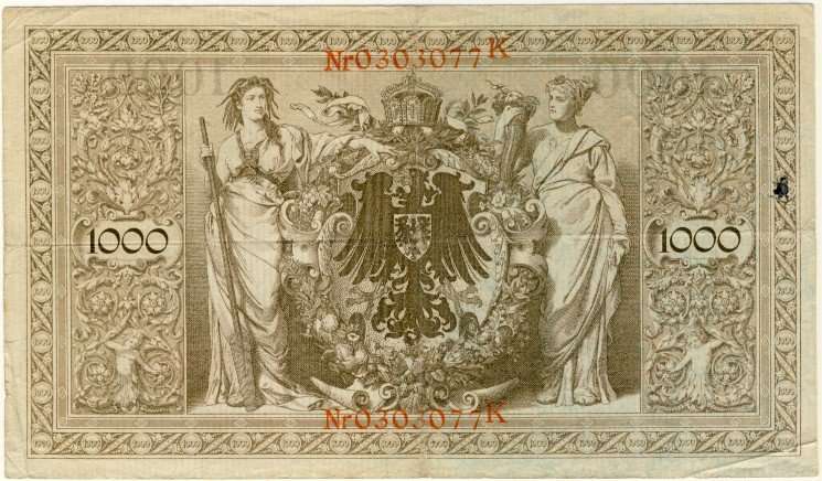 Germany - 1000 Mark , 1910, One Thousand Mark Note, p44b Red variant