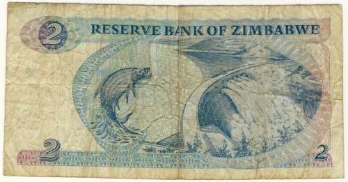 Zimbabwe - 2 Dollars, 1994 , p1 d, Type B Watermark