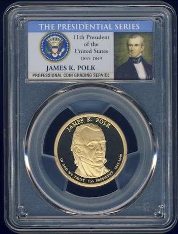 2009 PCGS Graded Proof-69 DCam, Presidential Dollar, $1, USA, America, James k Polk