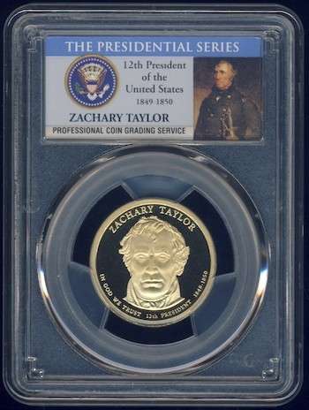2009 PCGS Graded Proof-69 DCam, Presidential Dollar, $1, USA, America, Zachary Taylor