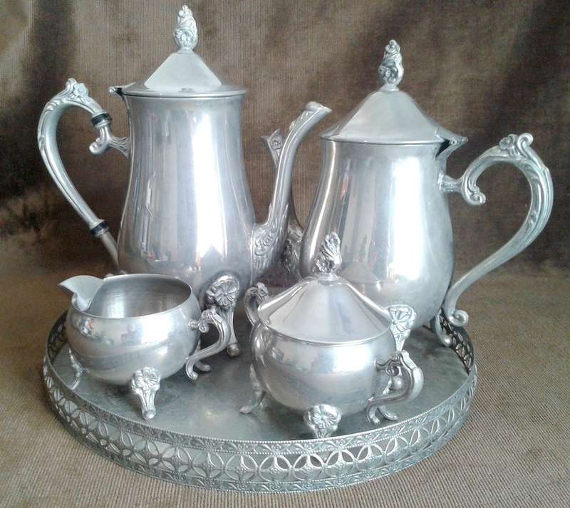 1900's Silver Plate 5 piece Tea and Coffee Set Including Tray