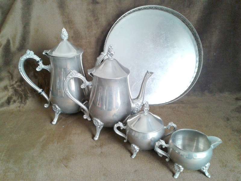 1900's Silver Plate 5 piece Tea and Coffee Set Including Tray