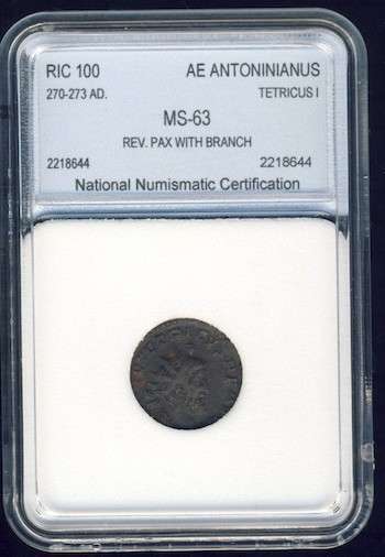 Tetricus I, 270 - 273 AD, Graded MS-63, Rome, Roman, Antoninnianus, Gallic Empire, RIC 100