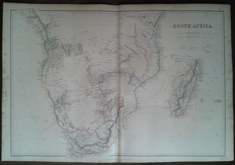 1860 Map of South Africa, Good condition, Original Blackie Map