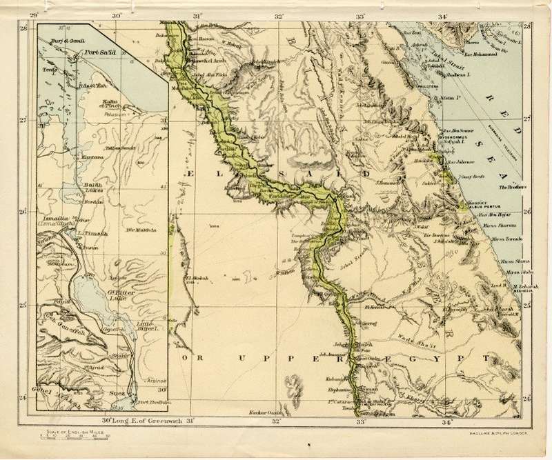 Circa 1900 Map of Egypt, Excellent condition, Original MacLure Map