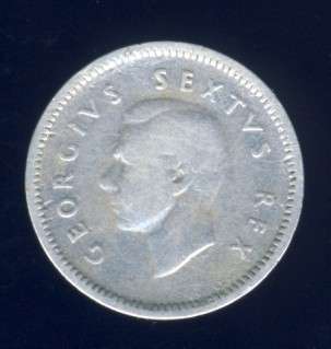 1950 Tickey coin, 3d , South Africa, Silver, George VI , No reserve