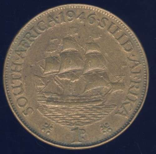 1946 Penny coin, 1d , South Africa, George VI , No reserve