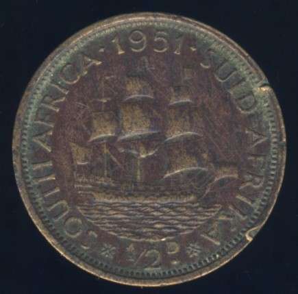 1951 Half Penny coin, 1/2d , South Africa, George VI , No reserve