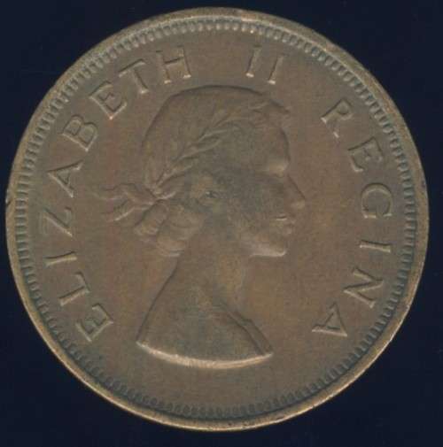 1956 Penny coin, 1d , South Africa, Elizabeth II , No reserve