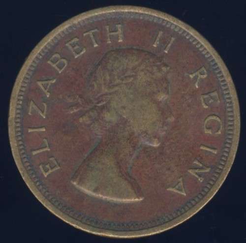 1955 Penny coin, 1d , South Africa, Elizabeth II , No reserve