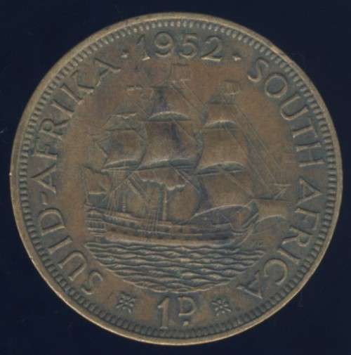 1952 Penny coin, 1d , South Africa, George VI , No reserve