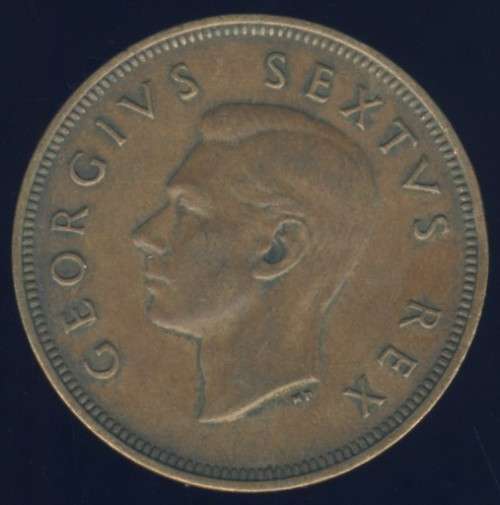 1952 Penny coin, 1d , South Africa, George VI , No reserve