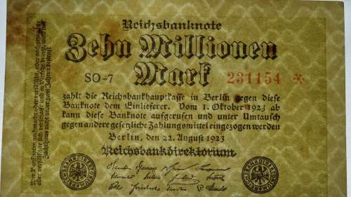 Germany - 10 Million Mark, 1923, p-106c Lattice Watermark