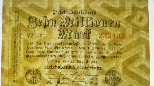 Germany - 10 Million Mark, 1923, p-106a Stars Watermark