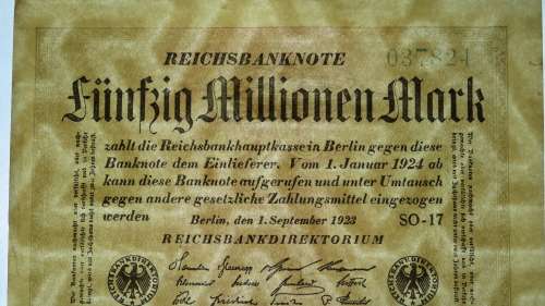 Germany - 50 Million Mark, 1923, p-109b Stars Watermark