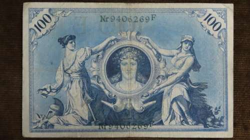 Germany - 100 Mark, 1908, p-34 , Green Serial Number and Seal