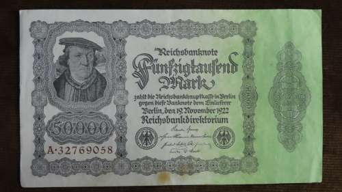 Germany - 50 000 Mark, 1922, p-79 without Underprint