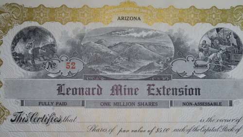 Leonard Mine Extention, Stock Certificate, Unissued