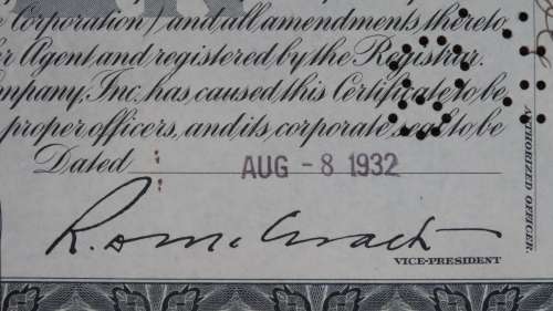 General American Investors Company, Stock Certificate, 1932, 100 Shares